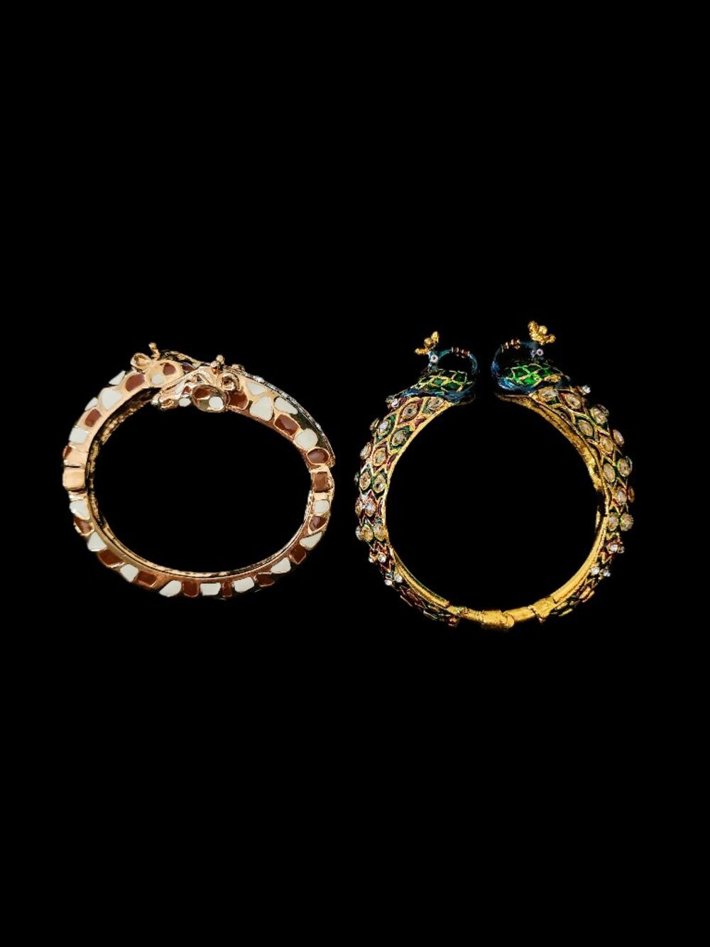 2010 Enamel Peacock & Giraffe Statement Bangles Set
